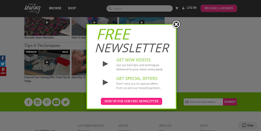 free newsletter sign up ad