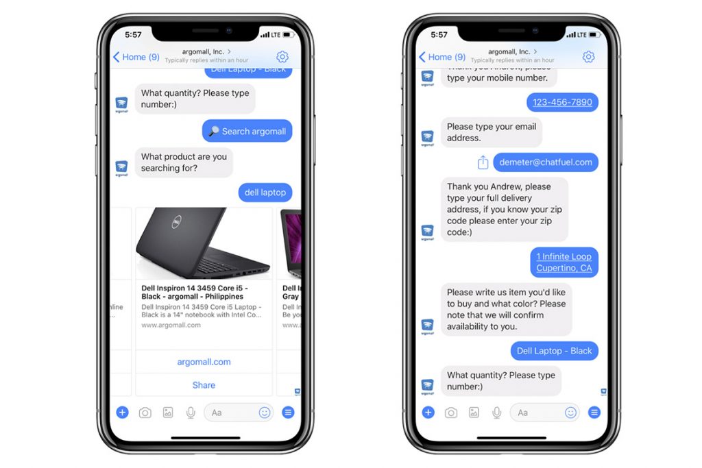 image of two iphones showing a chatbot interaction