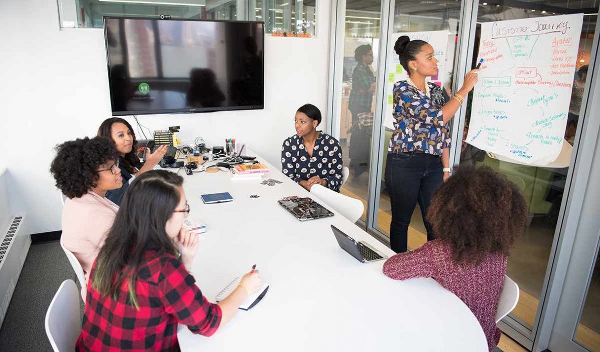 Team working in a conference room