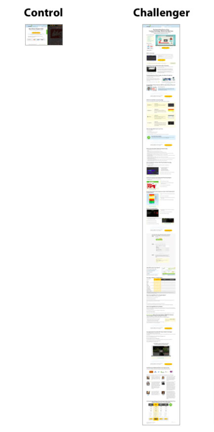 Side-by-side comparison of two website layouts: One is short and one is very long.