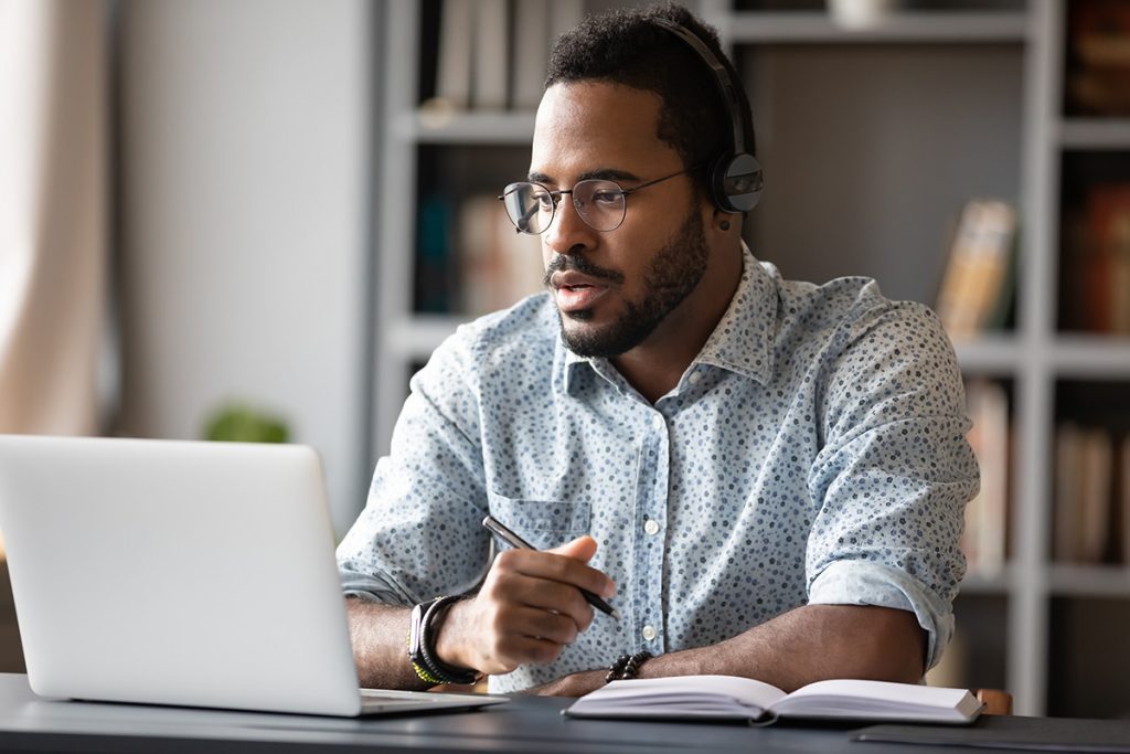 Man working from home on his computer