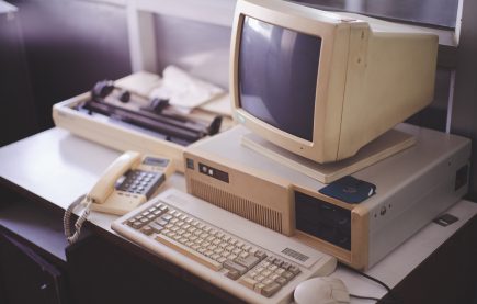 Old desktop computer and keyboard