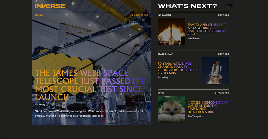 Inverse website homepage