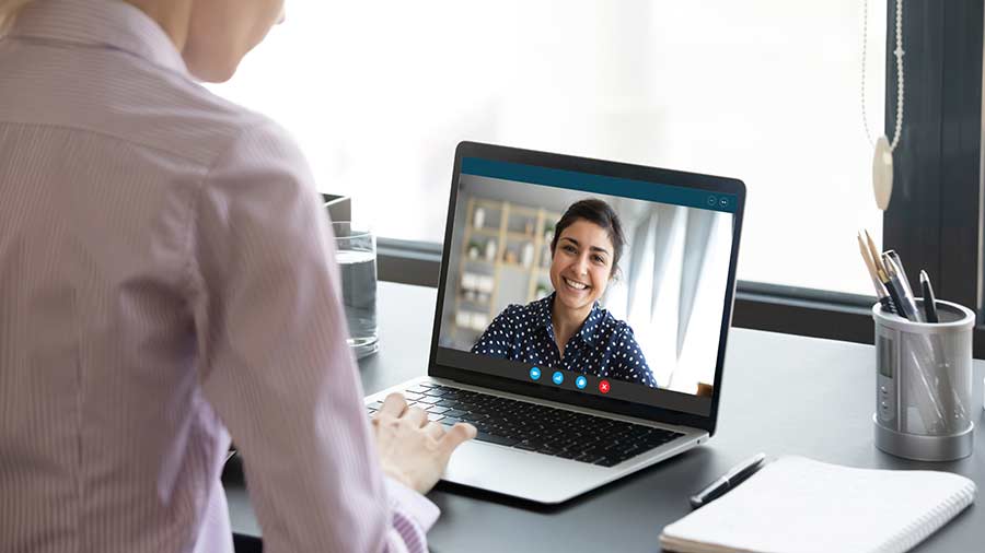 Two people on a zoom meeting