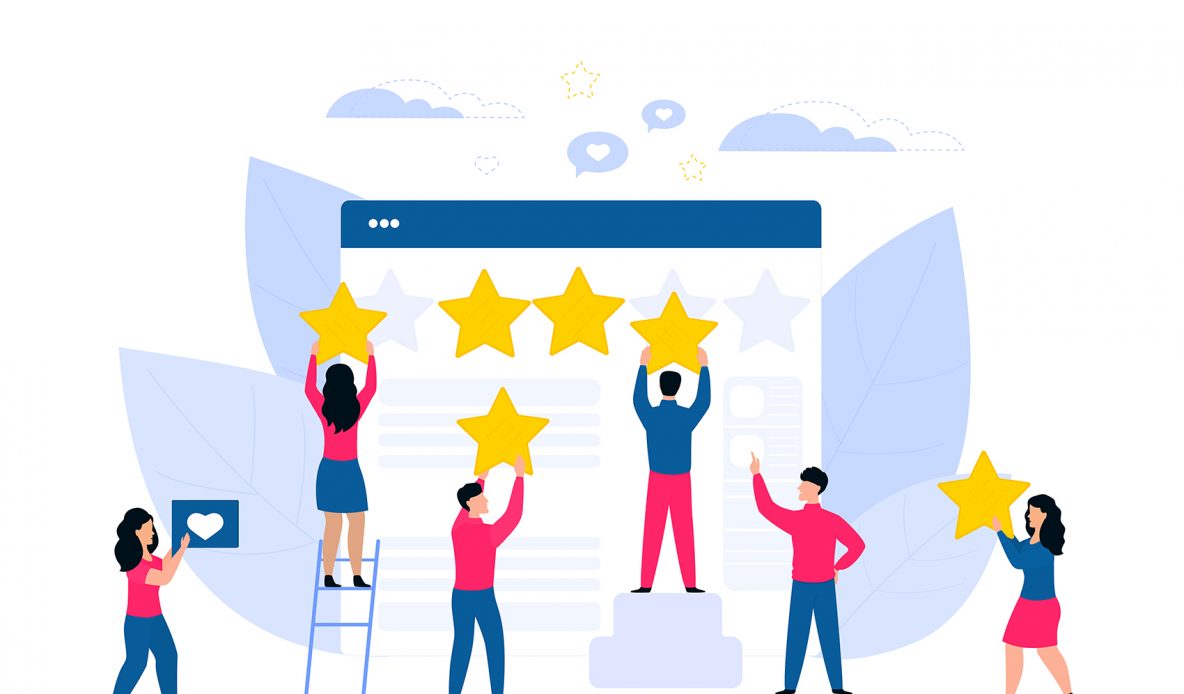 illustration of customers giving 5 stars