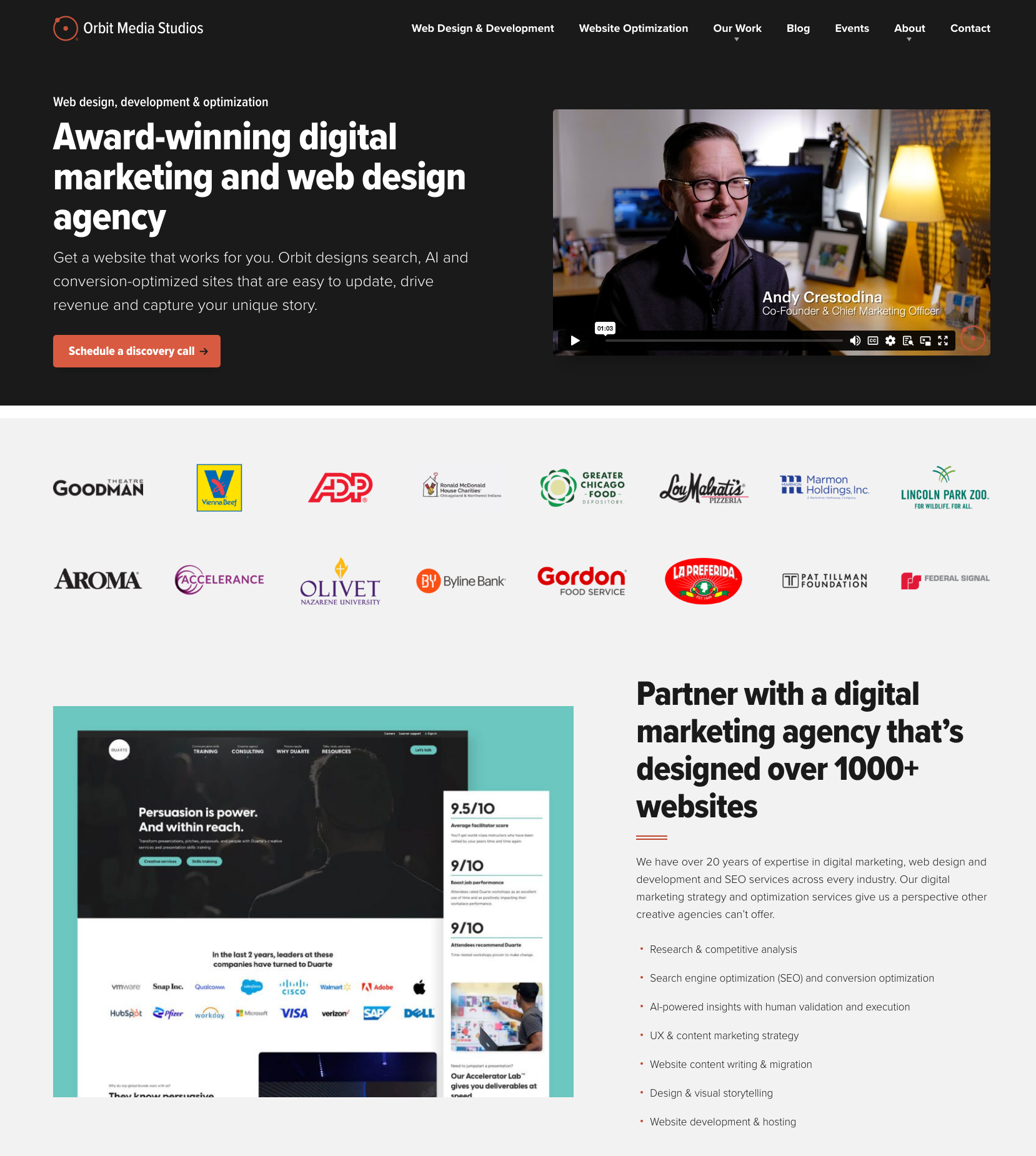 Screenshot of Orbit Agency website